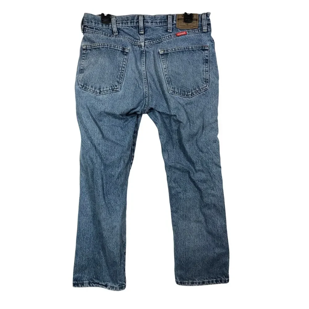 Wrangler Blue Jeans Regular Fit 35 x28 Straight Leg Vintage Western Cowboy